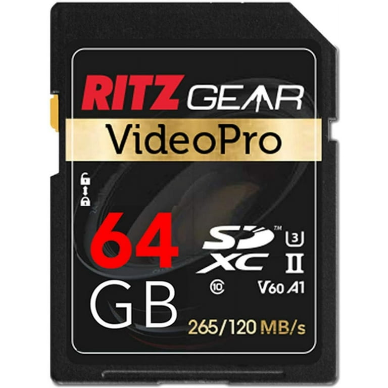 Ritz Gear 64GB V60 4K U3 MicroSDXC Memory Card 10-Pack with Card