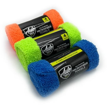 Auto Drive Microfiber Multi-Purpose Surface Cleaning Towels 4 Pack, Assorted Colors