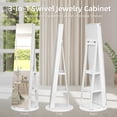 thumbnail image 3 of Hassch 360° Swivel Jewelry Cabinet with Full Length Mirror, 63" Large Capacity Jewelry Organizer Armoire, Lockable Mirror with Jewelry Storage, Floor Standing Mirror, Rear Storage Shelves (White), 3 of 9