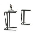 thumbnail image 3 of Manxile Set of 2 C Shaped End Table Metal Side Table for Sofa,Couch, Bedroom,Living Room, Black&Brown, 3 of 6