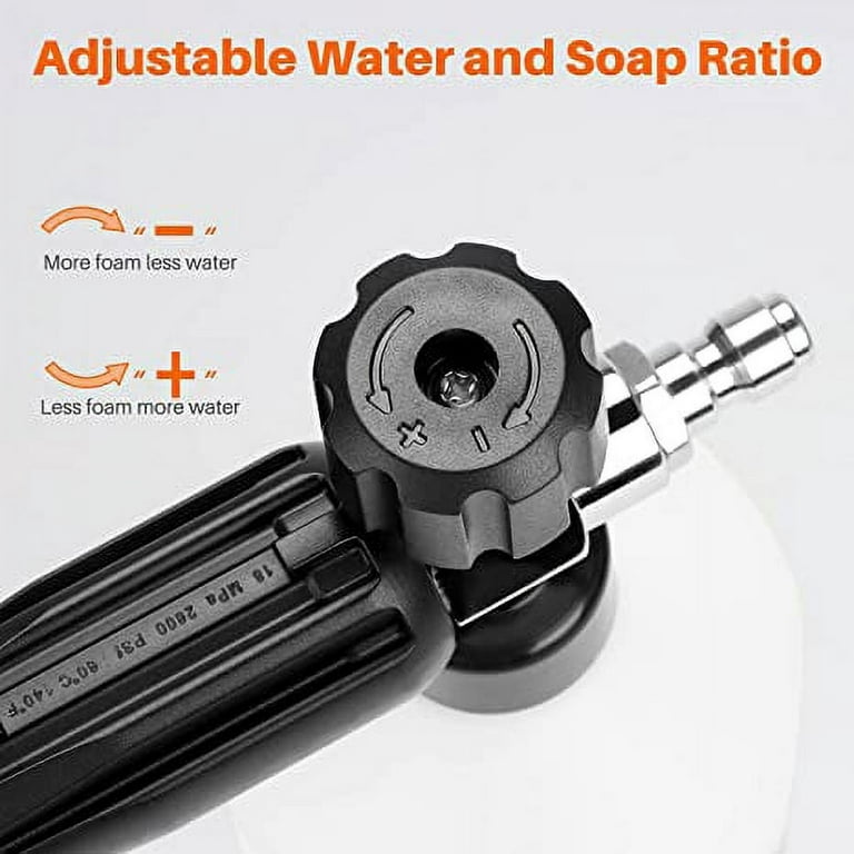  Foam Cannon Soap, Pressure Washers Foam Cannon with 1/4 Inch  Quick Connect,Dual Adjustable Nozzle Snow Wash Cannon with Bottle,  Professional Car Foam Cannon Fits Most Pressure Washing(1 L,4000 PSI) 