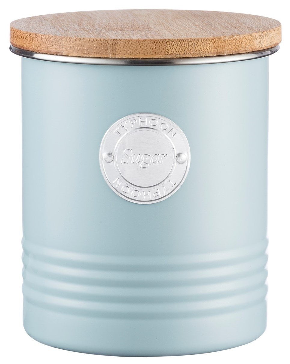 Blue Set of 2 Typhoon Living Utensil Pot and Airtight Biscuit/Cookie Storage Canister with Bamboo Lid 