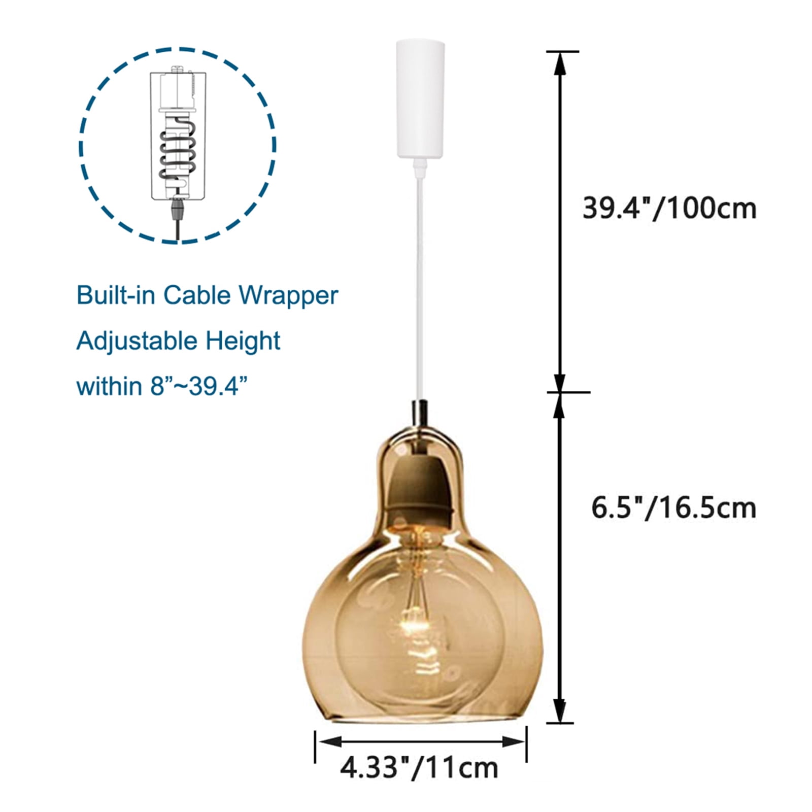 Kiven H-Type Track Lighting Light fixture, Adjustable Length,3-Light Modern Glass Halo Track Pendant Light, , E26 Socket