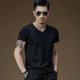 thumbnail image 1 of Camiseta deportiva para hombre, cuello en V, diseño de moda, corte entallado, lisa, camisetas para hombre, camisetas de manga corta para hombre, 1 of 3