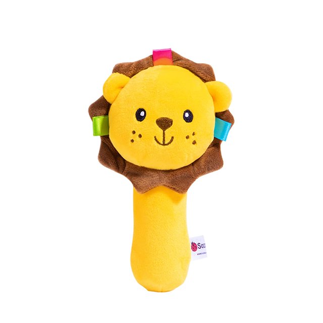 Sonajeros de mano de dibujos animados JAMW juguete de peluche para bebés 0 3 6 9 meses león