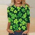 thumbnail image 2 of Ltctricy Women's Plus Size St. Patrick's Day Tops Fashion 3/4 Sleeve Crewneck Casual Shirts Lounge Spring Comfy Loose Blouse, 2 of 5