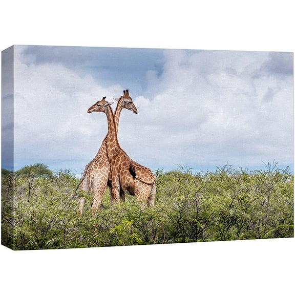 wall26 Canvas Print Wall Art African Savanna Safari Jungle Giraffe Duo Nature Animals Photography Realism Rustic Scenic Landscape Wilderness Zen Colorful for Living Room, Bedroom, Office - 24"x3