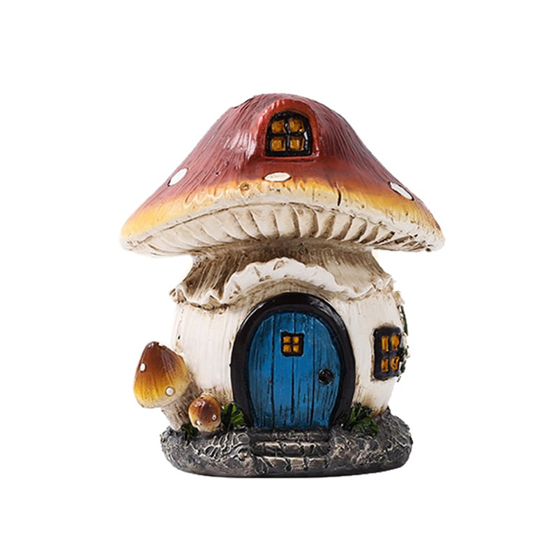 Solar Purple Roof Mushroom House Fairy Garden Mini 