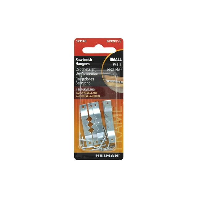Hillman Picture Hanger Sawtooth Self Level Sm 6pc