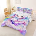 thumbnail image 2 of Erosebridal Pink Purple Axolotl Full Size Comforter Sets,Cartoon Rainbow Print Bedding Sets For Kids, Reversible 3-Piece, 2 of 7