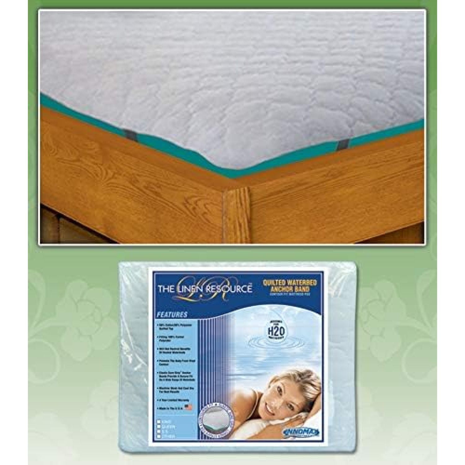 Bilot Micro Plush Waterbed Anchor Band Contour Fit Mattress Pad, Queen