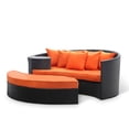 thumbnail image 4 of Taiji Collection EEI-645-EXP-MUL 71 Outdoor Daybed and Ottoman with 7 Throw Pillows  All Weather Synthetic Rattan Weave  Water and UV Resistance in Espresso and Multicolor, 4 of 30