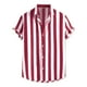 thumbnail image 1 of INSPIRE CHIC Camisa a rayas para hombre, manga corta, color block, con botones, playera de playa rojo XL, 1 of 6