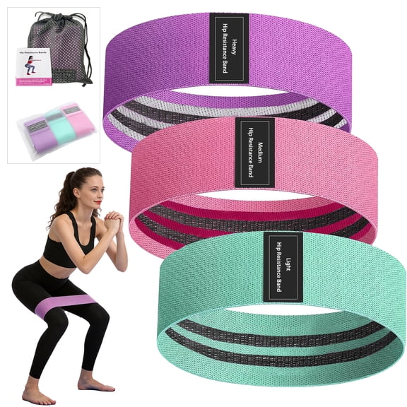 AlmosTen 3Pack Resistance Bands for Legs and Butt,Exercise Bands for Physical Therapy,Pilates,Strength Training Stretch Workout Bands 3-Levels Resistance Bands Exercise Bands for Working Out,Women