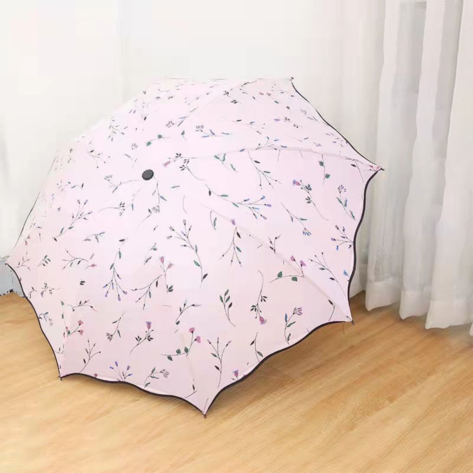 Yhmxh Foldable Umbrellas, 2 in 1 Sun Blocking and Rain Umbrellas, Windproof Umbrella Compact Folding Travel Umbrella, Light Portable Car Umbrella for Rain (Pink)