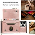 thumbnail image 6 of Compatible with iPhone 12 Pro Max Wallet Case with Crossbody Neck Strap Lanyard Purse Handbag Shoulder Strap Cover with PU Leather Credit ID Card Holder Kickstand Stand Protection Case Rose Gold, 6 of 8