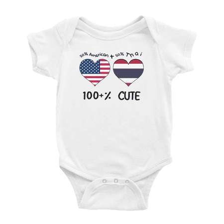 

50% Thai + 50% American = 100+% Cute Baby Bodysuits Newborn Clothes (White 12-18 Months)