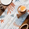 thumbnail image 3 of Sea Turtle Coastal Table Runner 108 Inches, Blue Red Summer Beach Coral Nautical Wood Bed Runner Dresser Scarves Tabletop for Indoor Outdoor Parties/Ceremony/Banquet, 13"x 108", 3 of 9