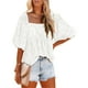 thumbnail image 2 of Blusa informal para Mujer Qarigey jersey plisado con estampado Floral Blanco XL, 2 of 6