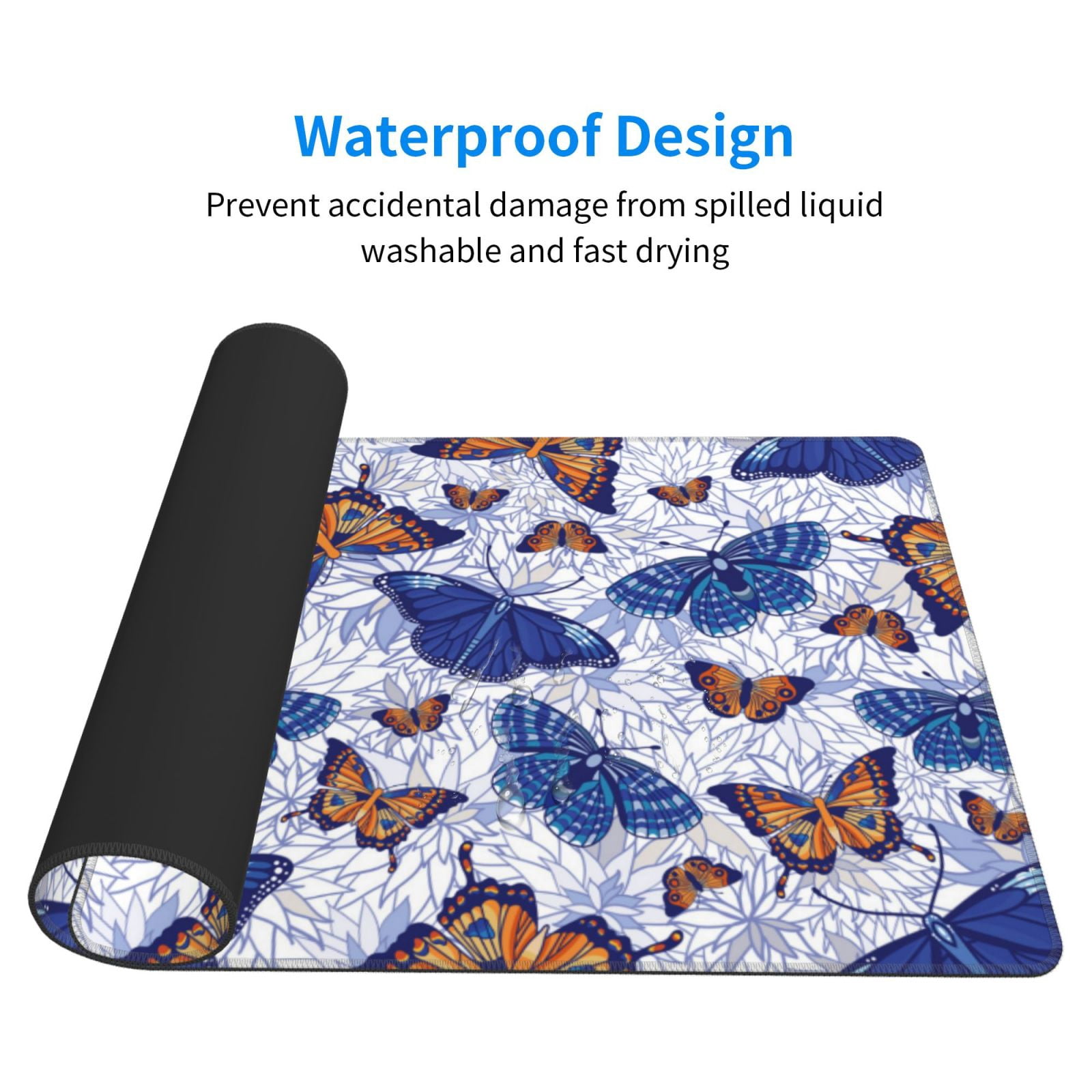 Rateoe Butterflies1 Print Mouse Pad - Extended Large Gaming Mousepad,Non-Slip Stitched Edge,16x29.5 Inch