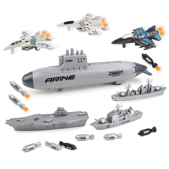 Set de juguetes para portaaviones DeAO Military Submarine & Aviones