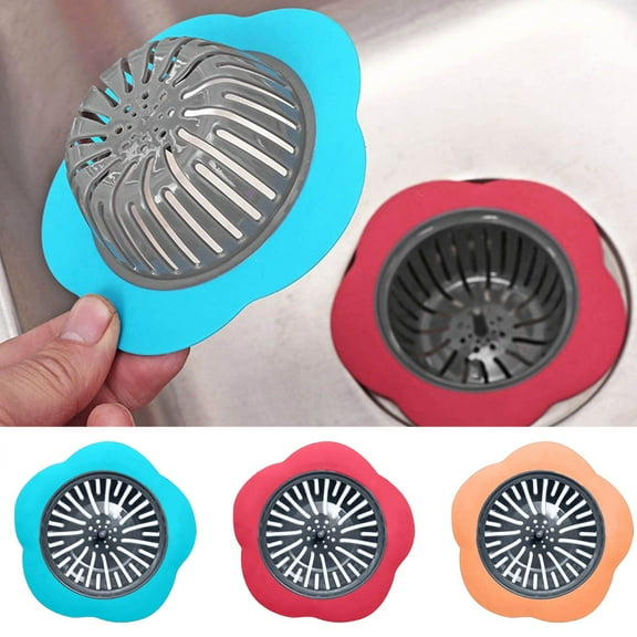 3 Pcs Filter Silicone and Drain Guard Sink Strainer Filter Basket Kitchen Sink(Blue Red Orange)
