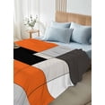 thumbnail image 4 of Burnt Orange Black Full Size Flat Sheet, Wrinkleproof & Fadeproof Cooling Flat Bed Sheet Only, Modern Abstract Geometric Breathable Soft Bedding Top Sheets 81 x 96 Inches, 4 of 8