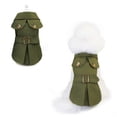 thumbnail image 1 of Gabardina para mascotas para perros pequeños, niña y niño, chaqueta occidental a prueba de viento, ropa de abrigo con cinturón, ropa para perros de otoño e invierno para cachorros (verde), 1 of 5