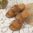 thumbnail image 4 of Women's Spring And Summer New Large Size Wedge Slippers Beach Metal Buckle Wedge Sandals Fashion Casual Beach Sandals Sandals for Women 2025 Brown 42, 4 of 7