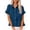*Blue, variant on Women's and Women's Plus Button Down Shirt,Rolled Short Sleeve Cropped Blouse for Women,Ladies Summer Ruffle Hem Tops with Pockets,Green,S-2XL
