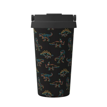 

Goofa Neon Dinosaur for Insulated Travel Coffee Mug Spill Proof Leak Proof 16 OZCoffee Tumbler Reusable Coffee Cups with Lids Thermos for Hot and Cold Drink