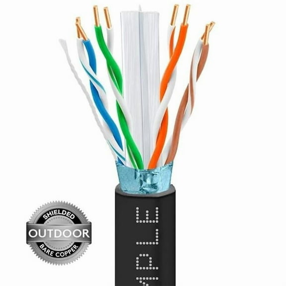 Wavenet 4032-N 1000 ft. Cat6 Outdoor Ethernet Cable - Shielded, Direct Burial & CMX - Black