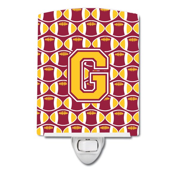Letter G Football Maroon and Gold Ceramic Night Light