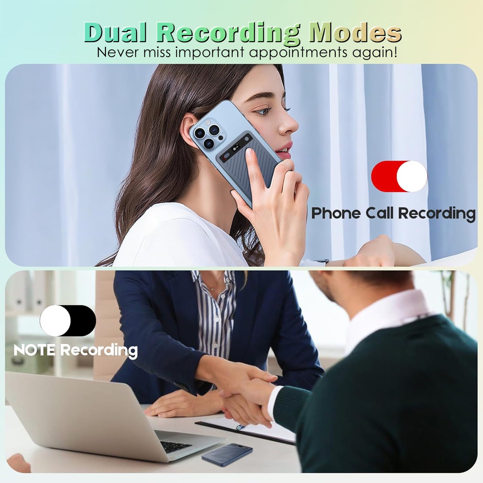 AI Smart Voice Recorder with App Control-Transcribe Translate Summarize to Mind Maps, AI Voice Recorder Compatible with Interviews Lectures Meetings Calls Class, Blue