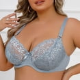 thumbnail image 2 of Women Sexy Double Breasted Lace Lingerie Plus Size Full Coverage Supportive Delicate Lace Bra For Everyday Comfort & Elegance(k-Blue,85D), 2 of 3
