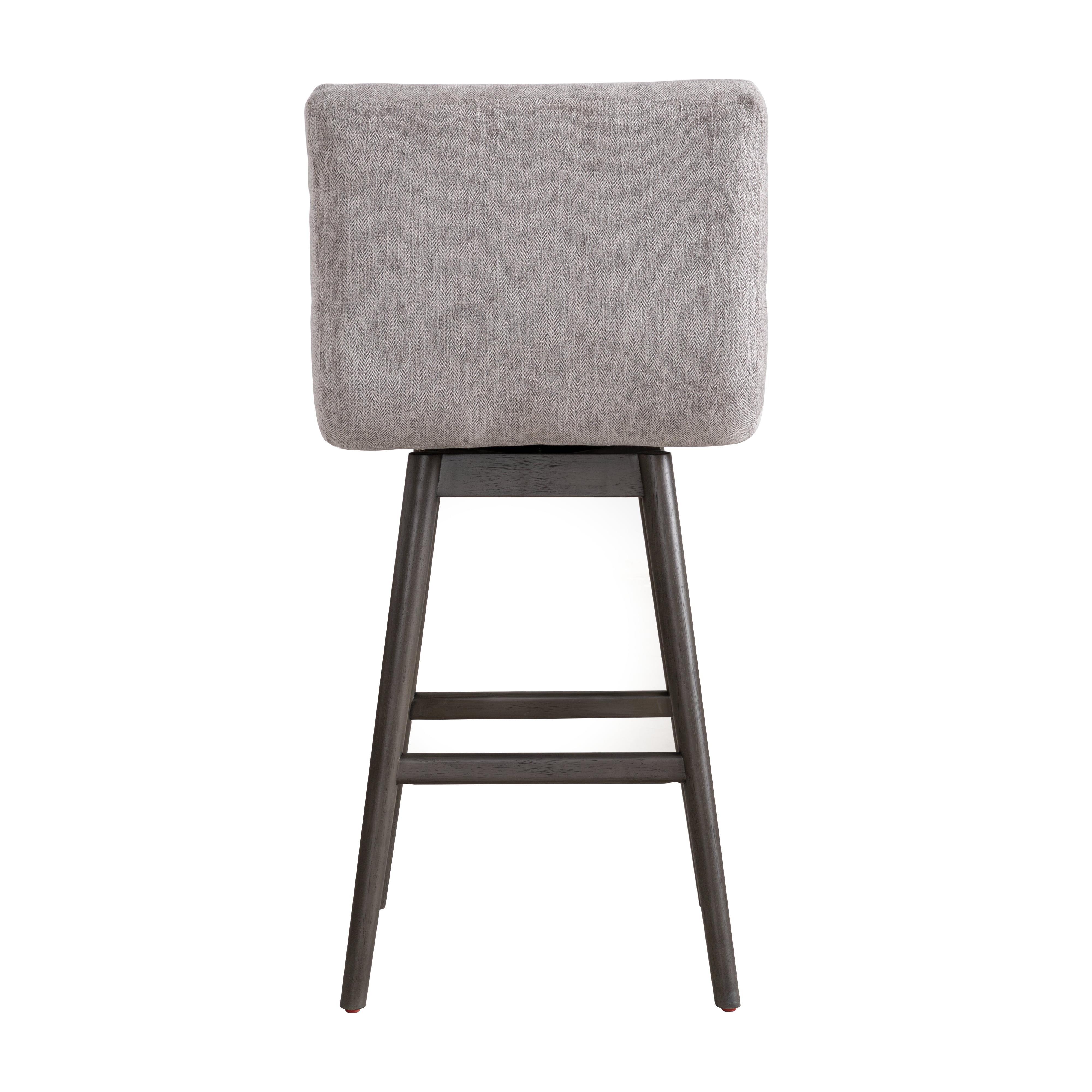 Armen Living Elias Gray Solid Wood Upholstered 30" Bar Height Swivel Barstool with Gray Fabric Seat