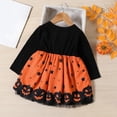 thumbnail image 4 of Ugoldhm Girls' Halloween Color-Blocked Long-Sleeve Tulle Puffy Dress, Princess Dress for Kids' Holiday Parties, 4 of 5