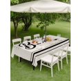 thumbnail image 3 of Outdoor Tablecloth with Umbrella Hole and Zipper, BOO Halloween Rectangle Table Cloth 60x84 Inch Waterproof Tablecloth, Striped Horror Spi-der Web Beige Picnic Table Cover for Patio Camping, 3 of 7