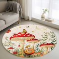 thumbnail image 3 of Retro Red Round Area&nbsp;Rug 3.3ft Mushroom Fern Plants Butterfly Beige Pastoral Non-Slip&nbsp;Washable Circle Rugs Soft Felt Indoor Floor Mat for Bedroom Kitchen Living Room Bathroom, 3 of 9