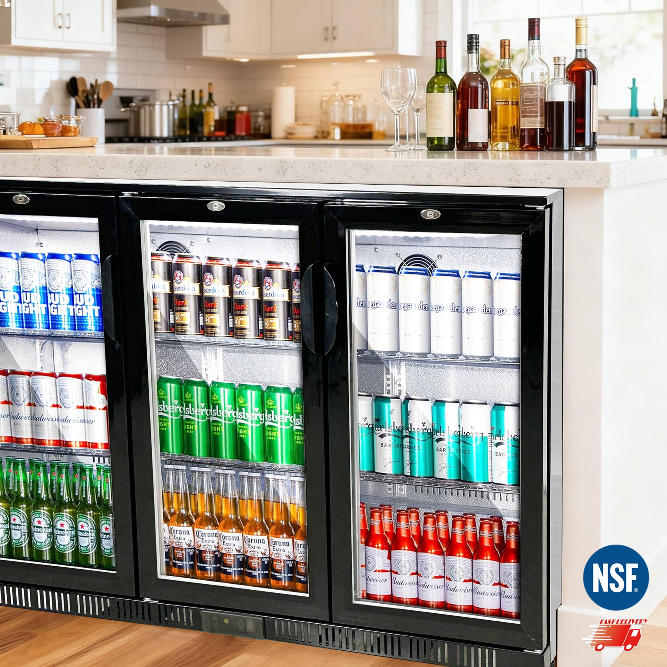 Cooler Depot NSF 54" Beverage Merchandiser Back Bar Cooler, 11.3 cu ft, Glass Door, Model BBT350L