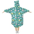 thumbnail image 2 of Dailycode Wearable Blanket Hoodie Oversized Sherpa Flannel Blankets with Pocket for 3-14 Year Old Rabbit Whale Elephant Moon Flower, 2 of 7