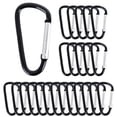 thumbnail image 1 of GOGO 60PCS D-shaped Carabiner with Spring Snap Hooks, 2 Inch Carabiner Clip Key Holders - Black, 1 of 7