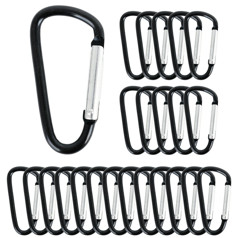 GOGO 60Pcs D-shaped Carabiner with Spring Snap Hooks, 2 Inch Carabiner Clip  Key Holders - Black