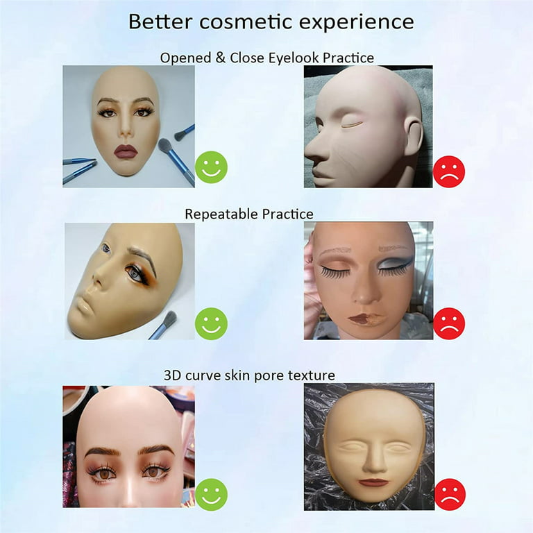 Sixdian Silicone Bionic Skin Makeup Practice Face Plate Beginner Artist Eye  Makeup Training （Skin Color） 