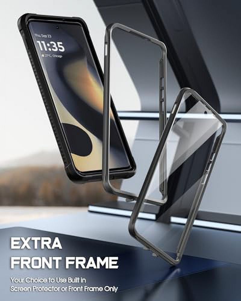 Poetic Guardian Case for Motorola Moto Edge 2024 [Not for 2023 Version], Full Body Cover with Built-in Screen Protector, Black/Clear