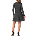 thumbnail image 3 of INSPIRE CHIC Women's Dress Houndstooth Plaid Crew Neck Button Front Elegant A-Line Dress XL Dark Gray, 3 of 6