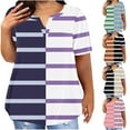 thumbnail image 6 of Plus Size Womens Clothes, Striped Graphic Tees Short Sleeve V Neck Tshirts T Shirts for Women Trendy Tops, Pink XL, 6 of 6