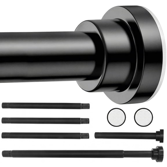 Riousery Adjustable Shower Curtain Rod, 27-76 inch Spring Tension, No-Drill 201 Stainless Steel, Rust-Resistant for Bathroom, Black