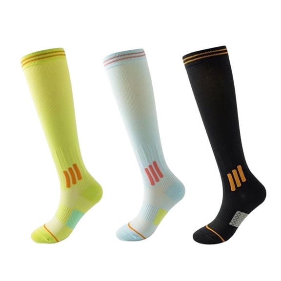 3-Pair Set Knee-High Compression Athletic Socks Breathable Anti-Slip Support Design for Running and Jump Rope - 3 pairs-A