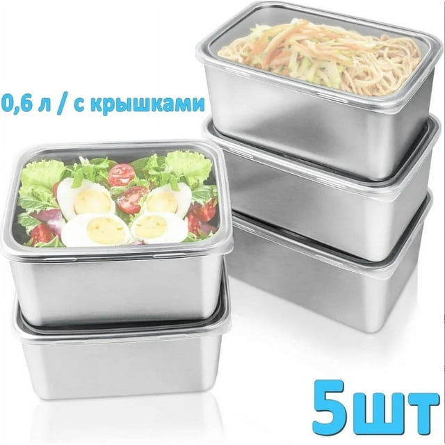 6 Stainless Steel Meal Prep Boxes with Lids - 650ml Food Containers for Kitchen and Travel